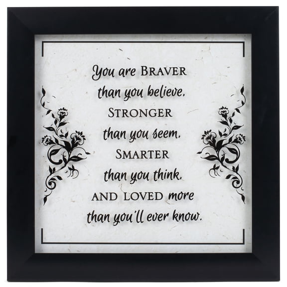Elanze Designs Braver Stronger Smarter 12 x 12 Black Wood Shadow Box Framed Sign Plaque