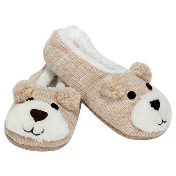 Elanze Designs Brown Dog Womens Cozy Plush Lined Non Slip Soft Slipper - Medium