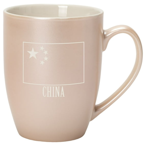 Elanze Designs China Chinese Flag 10 Ounce Ceramic Laser-Etched Engraved Drinkware Mug, Metallic Precious Pearl