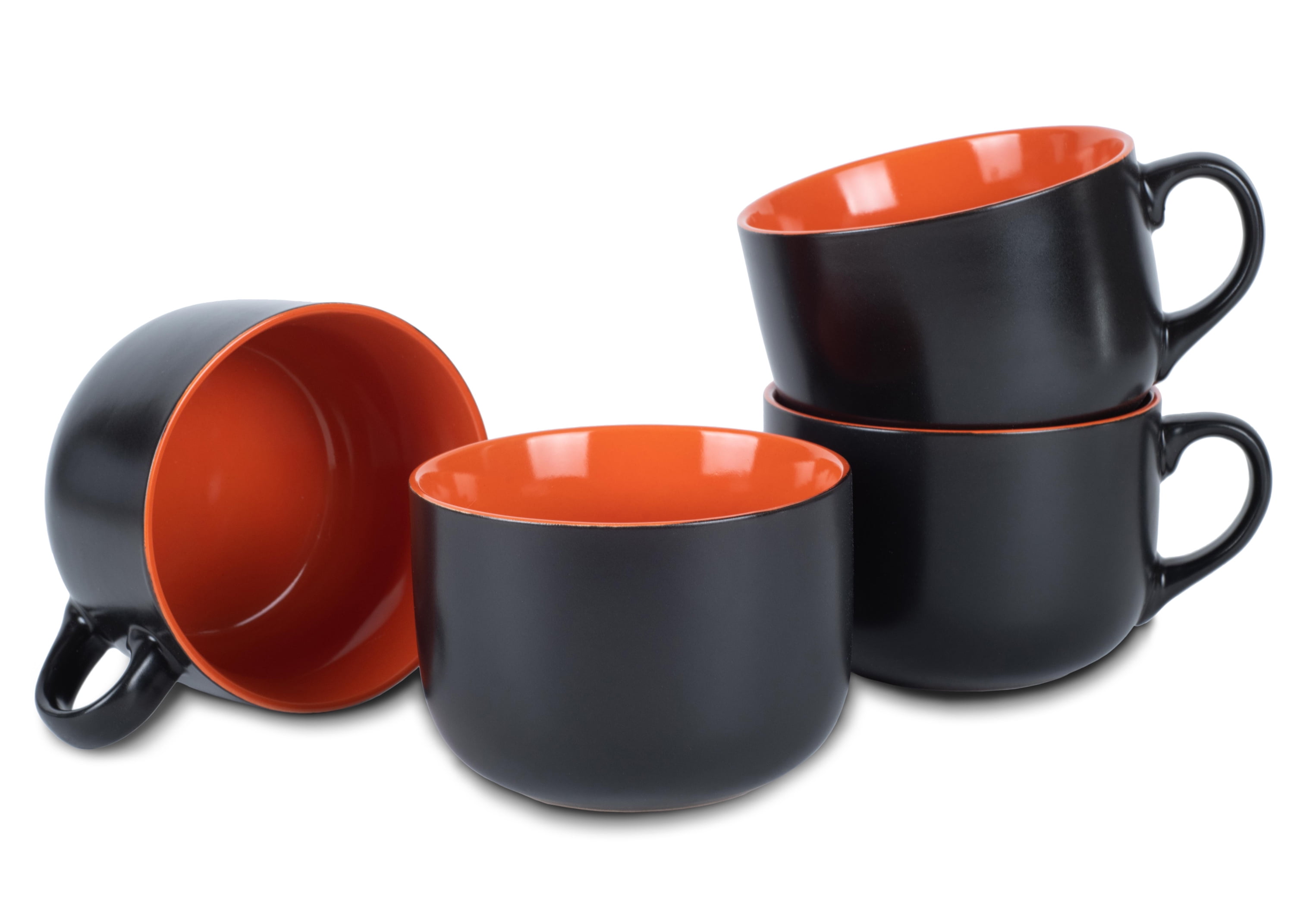 Elanze Designs Set 4 Tazze In Ceramica Color Pop – Rosse, Arancioni, Gialle, 460 Ml, Lavabili In Microonde