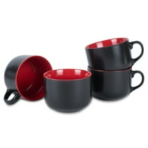 Elanze Designs Color Pop Red 24 ounce Glossy Ceramic Jumbo Mugs Set of 4