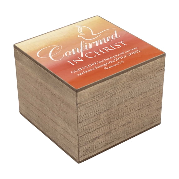 Elanze Designs Confirmed In Christ - God's Love Poured Out - Romans 5:5 - 4x3 Inch Multicolor MDF Wood Keepsake Memento Box