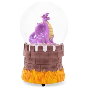 Elanze Designs Dragon Castle Purple Roaring Flames Tower Ramparts Lava Turret Medieval Battle Fantasy Knight Slaying 100MM Musical Glitter Snow Globe Plays Tune Fantasie Impromptu