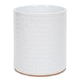 thumbnail image 1 of Elanze Designs Embossed Subway Tile Ceramic Stoneware Cork Bottom Kitchen Utensil Holder, White, 1 of 1