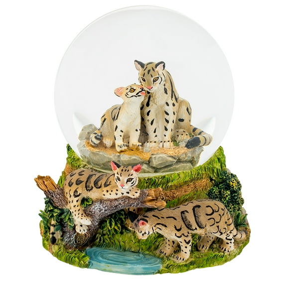 Elanze Designs Endangered Clouded Leopard 100MM Water Globe Plays Tune We've Only Just Begun