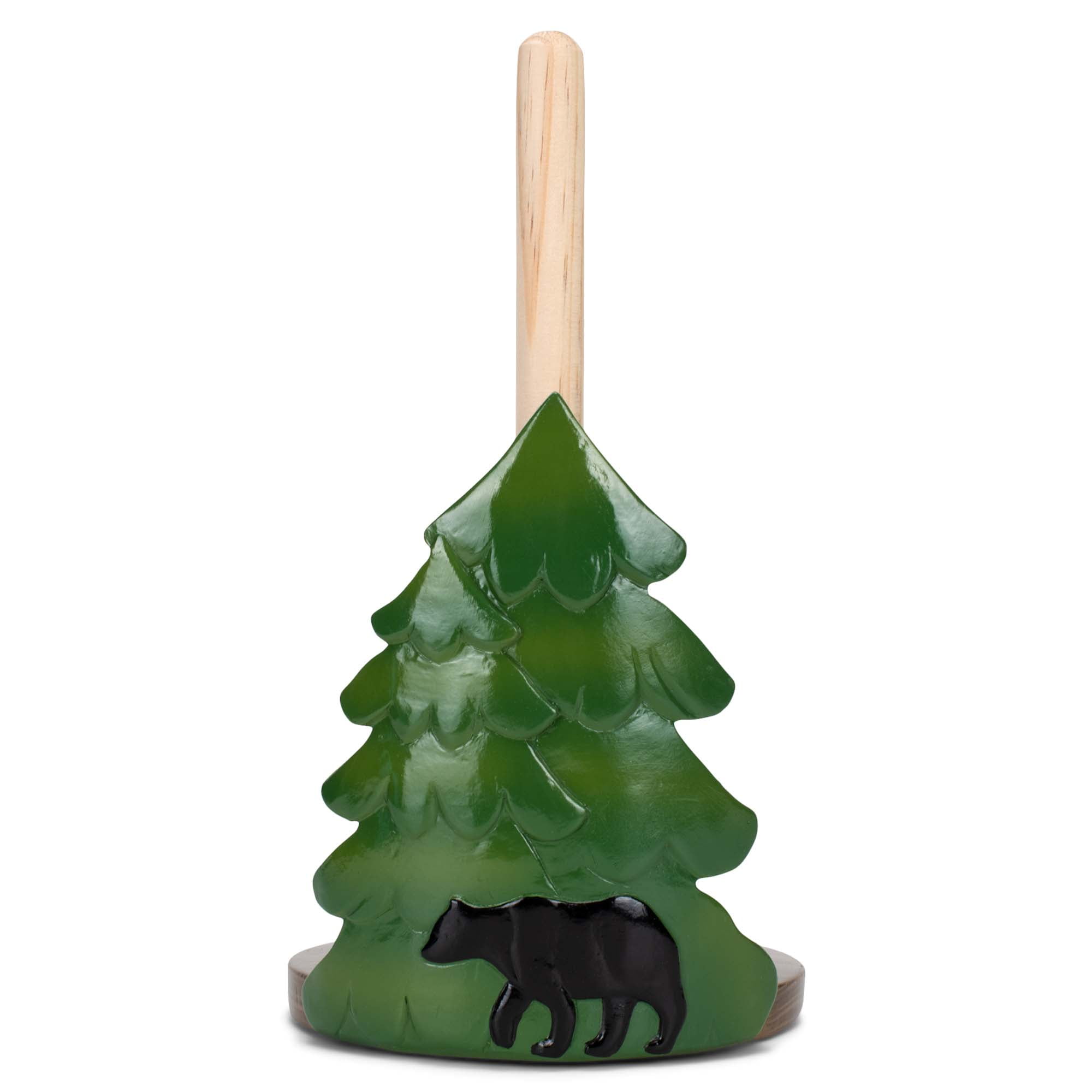 Forest Green and Black Resin and Wood Paper Towel Holder