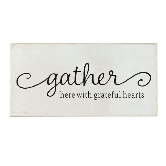 Elanze Designs Grateful Hearts Ivory 12 Inch Ceramic Tabletop Wall Hanging Tile Sign