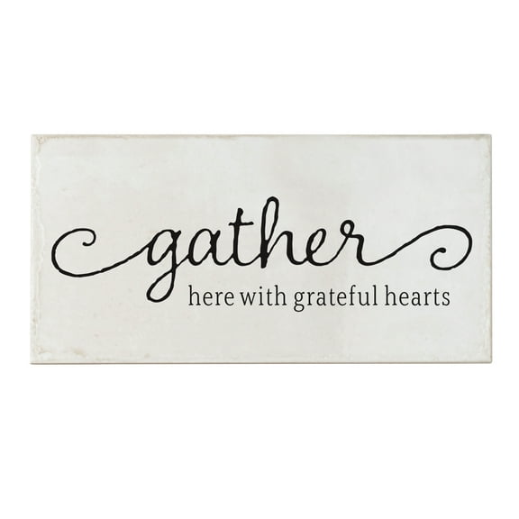 Elanze Designs Grateful Hearts Ivory 12 Inch Ceramic Tabletop Wall Hanging Tile Sign