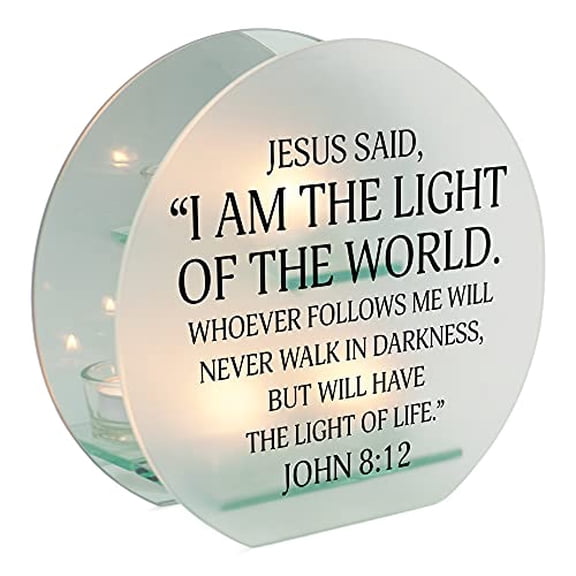 Elanze Designs I Am Light Of The World Frosted Glass Mirrored Tea Light Holder