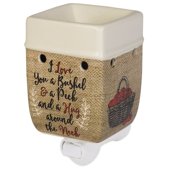 Elanze Designs I Love You A Bushel A Peck Burlap Apples Cream Ceramic Stone Plug-in Warmer