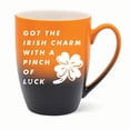 thumbnail image 1 of Elanze Designs Irish Charm With Pinch Of Luck Two Toned Ombre Matte 10 ounce New Bone China Coffee Tea Cup Mug For Your Favorite Morning Brew, Orange and Black, 1 of 1