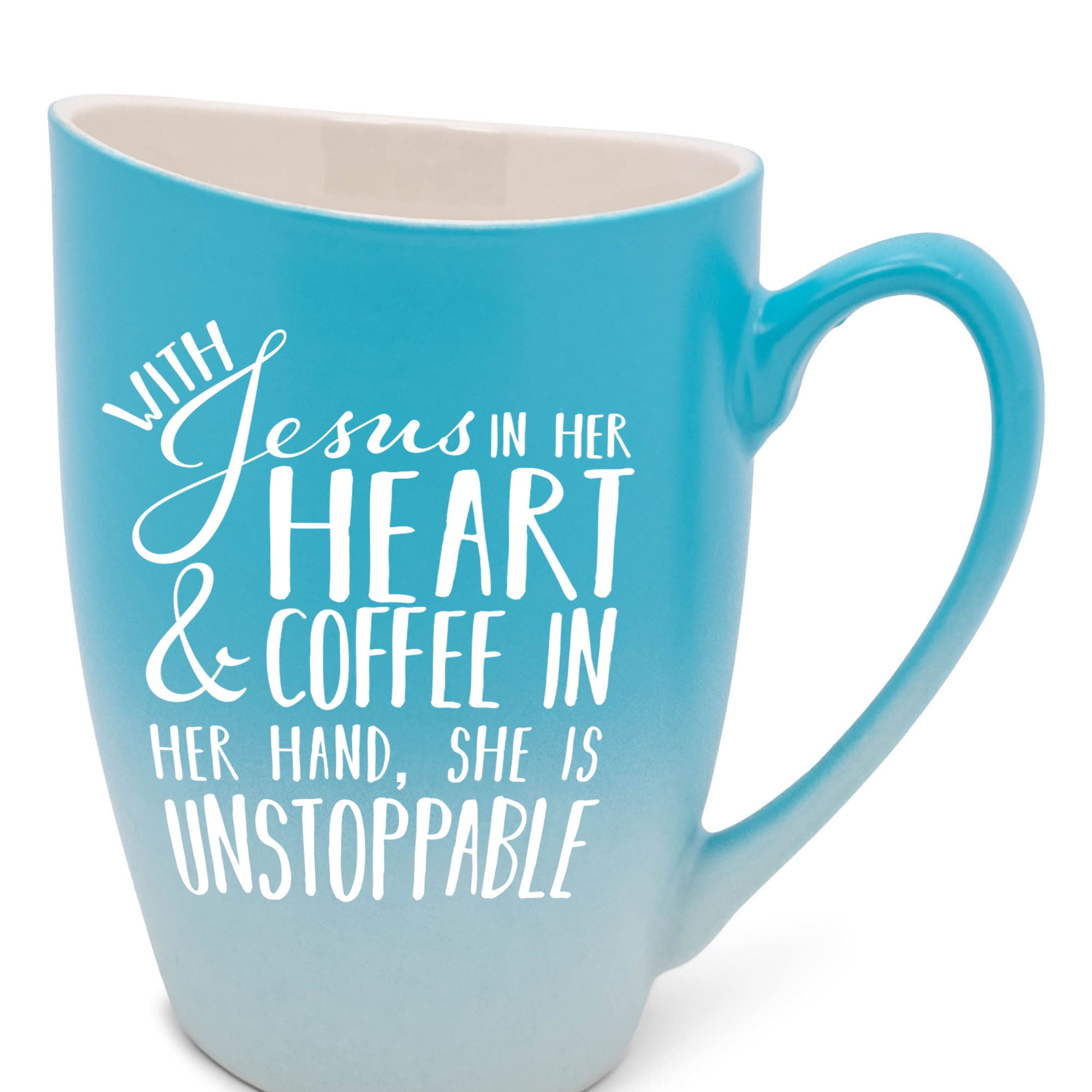 "Love You Moon And Back" Ceramic Mug - 12oz Sky Blue Ombre Coffee Cup With Matte Finish