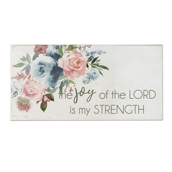 Elanze Designs Joy Is My Strength Ivory 12 Inch Ceramic Tabletop Wall Hanging Tile Sign