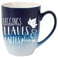 thumbnail image 1 of Elanze Designs Leggings Leaves & Lattes Please Two Toned Ombre Matte Navy Blue and White 12 ounce Ceramic Stoneware Coffee Cup Mug, 1 of 1