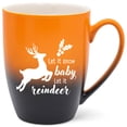 thumbnail image 1 of Elanze Designs Let It Snow Baby Let It Reindeer Two Toned Ombre Matte Orange and Black 12 ounce Ceramic Stoneware Coffee Cup Mug, 1 of 1
