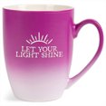 thumbnail image 1 of Elanze Designs Let Your Light Shine Two Toned Ombre Matte Pink and White 12 ounce Ceramic Stoneware Coffee Cup Mug, 1 of 1