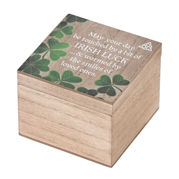 Elanze Designs May Your Day Be Touched Irish Luck - Brown/Green 4 x 3 Inch MDF Wood Decorative Keepsake Box