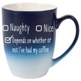 thumbnail image 1 of Elanze Designs Naughty Nice Depends On Whether Or Not I'Ve Had My Coffee Two Toned Ombre Matte Navy Blue and White 12 ounce Ceramic Stoneware Coffee Cup Mug, 1 of 1