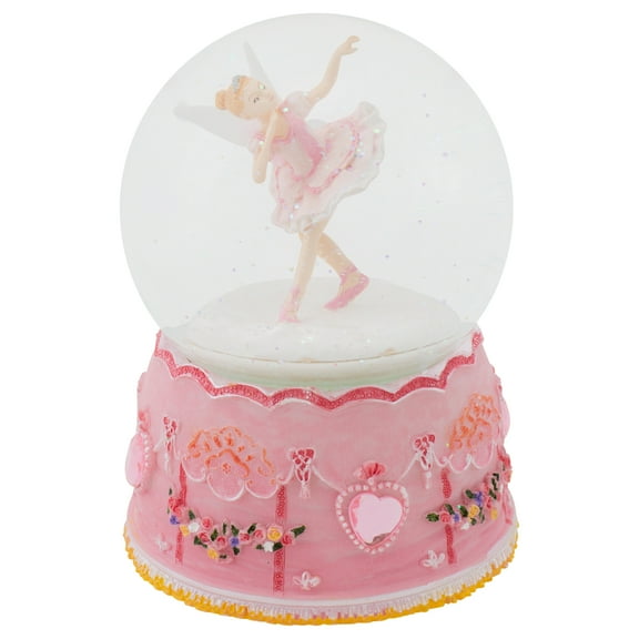 Elanze Designs Pink Ballerina Fairy Rotating Figurine 100MM Water Globe Plays Tune Swan Lake