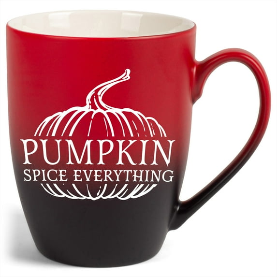 Elanze Designs Pumpkin Spice Everything Two Toned Ombre Matte Red and Black 12 ounce Ceramic Stoneware Coffee Cup Mug