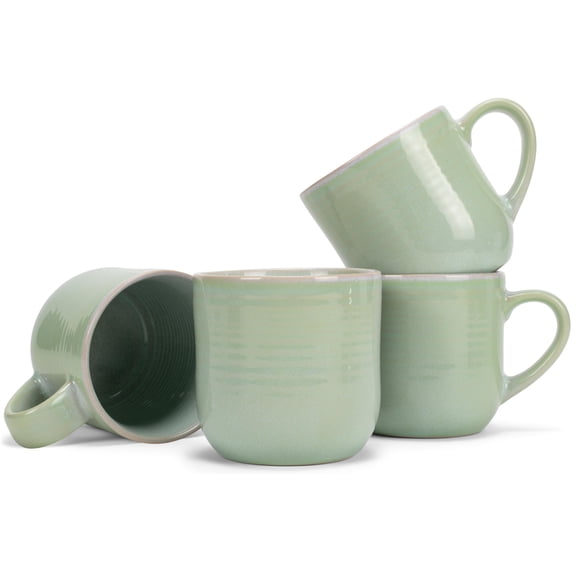 Elanze Designs Seafoam Mint Green Glossy Rainbow Reactive Glaze 17 ounce Stoneware Coffee Cup Mugs Set of 4