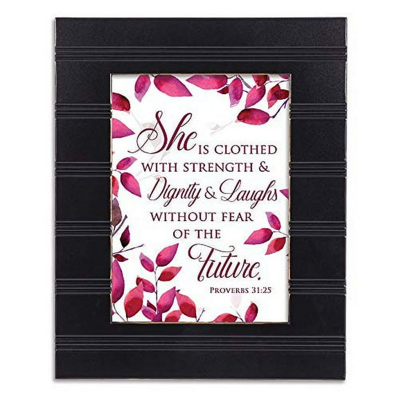 Elanze Designs She is Clothed with Strength and Dignity Black 8 x 10 Beaded Board Picture Frame Plaque