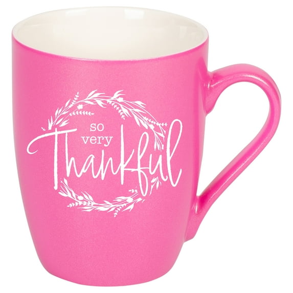 Elanze Designs So Very Thankful Wreath Princess Pink 10 ounce New Bone China Coffee Cup Mug