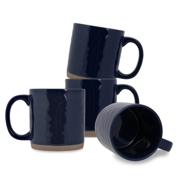 Elanze Designs Solid Navy Blue 13 ounce Glossy Ceramic Coffee Mugs Pack of 4