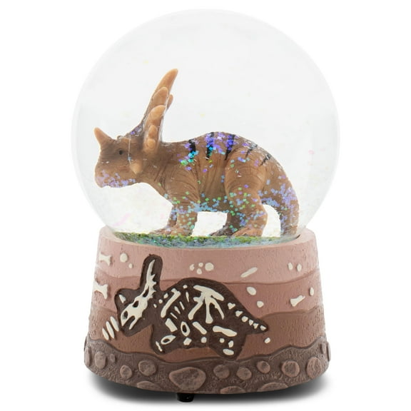 Elanze Designs Styracaceous Dinosaur Fossil Dig Bone Paleontologist Museum 100MM Sturdy Tabletop Musical Glitter Water Snow Globe Figurine Play Tune Born Free