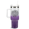 thumbnail image 1 of Elanze Designs Sunflower Flower Emblem 40 oz. Stainless Steel, Large Water Bottle Coffee Mug, Spill & Leak Resistant, Thermal Travel Tumbler with Handle, Lid & Straw, White/Purple, 1 of 1