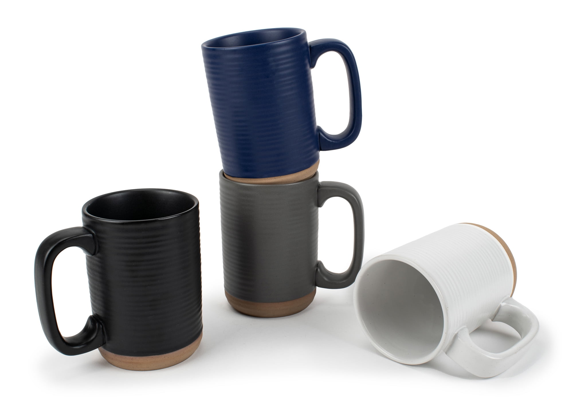 Elanze Designs Tall Ribbed Raw Clay Bottom Colorful 16 ounce Ceramic ...
