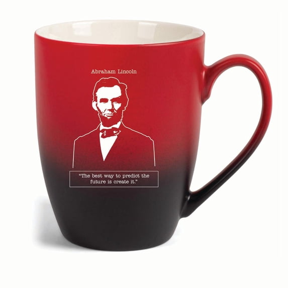 Elanze Designs The Best Way To Predict The Future Is Create It Two Toned Ombre Matte 10 ounce New Bone China Coffee Tea Cup Mug For Your Favorite Morning Brew, Red and Black