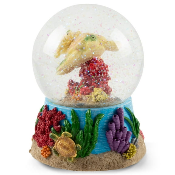 Elanze Designs Turtles Underwater Figurine 100MM Water Globe Plays Tune By The Beautiful Sea