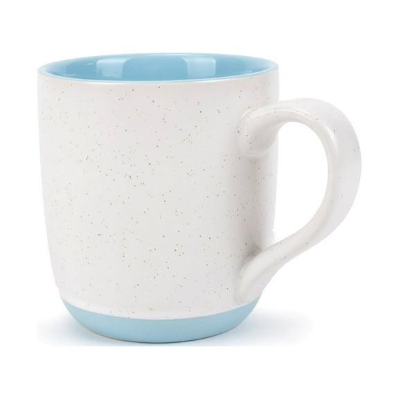 Elanze Designs Typewriter Speckled Pale Blue 13 ounce Ceramic Coffee Mugs Set of 4