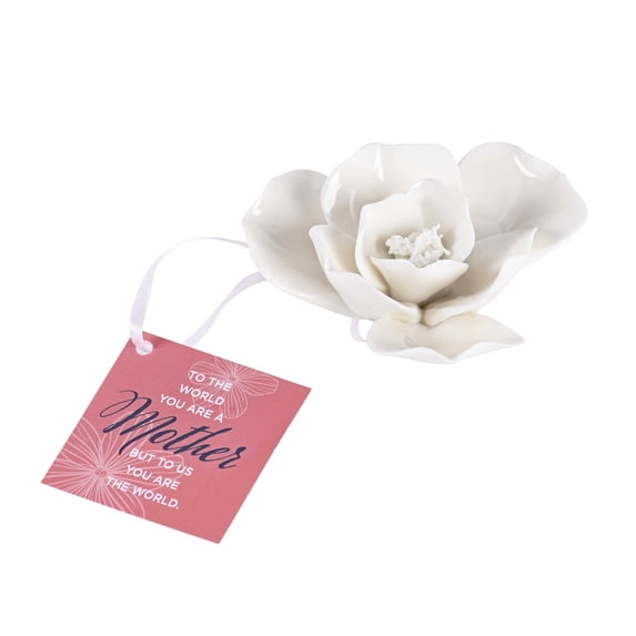 Elanze Designs White Flower Keepsake Figurine Ornament 3 x 3.25 Inch Ceramic To the World You Are A Mother