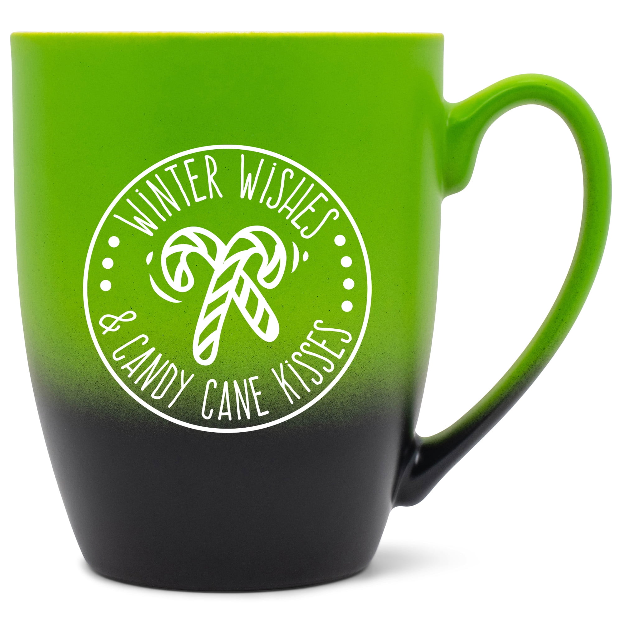 Elanze Designs Winter Wishes & Candy Cane Kisses Two Toned Ombre Matte Green  and Black 12 ounce Ceramic Stoneware Coffee Cup Mug - Walmart Business  Supplies