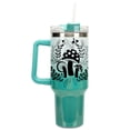 thumbnail image 1 of Elanze Designs Woodland Mushroom Flowers 40 oz. Stainless Steel, Large Water Bottle Coffee Mug, Spill & Leak Resistant, Thermal Travel Tumbler with Handle, Lid & Straw, White/Teal, 1 of 1