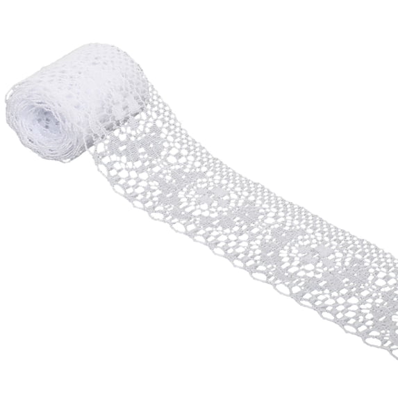 Elapind 10 Yard Lace Ribbon Floral Pattern Lace Trim Ribbon for Sewing Making, And Diy Crafts, Gift Wrapping, Bouquets, Wedding Decor,White