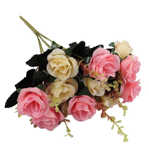 Elapind Artificial Flowers,1 Packs of Artificial Roses,12 Little Rose Flowers. Plastic Flowers,Plants for Home Hotel Wedding Christmas Tables Decorations,Pink