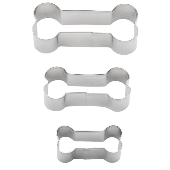 Elapind Dog Bone Shape Cookie Cutter Set, 3 Pieces - Large 3.34'' Small 3.03'' Mini 2.59'', Stainless Steel Dog Treats Cutters Biscuit Molds with Plastic Cover,Silver