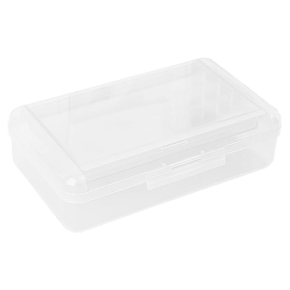 Elapind Double Layer Hard Pencil Cases, Plastic Translucent Pencil Box with Snap-Tight Lid for Pens, Pencils, Office Supplies Storage Organizer Box,Medium-Sized,White