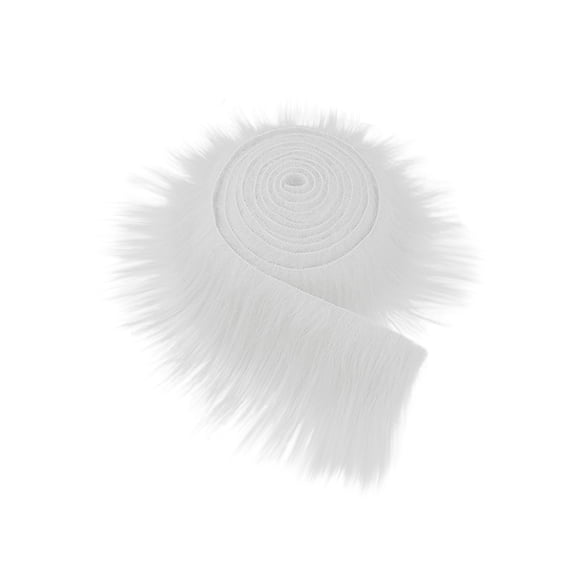 Elapind Faux Fur Ribbon Roll Fur Fabric Precut Strips Artificial Shaggy Synthetic Plush Patch Trim Fluffy Fuzzy Scrap Sewing Fur Cuts for Winter Diy Crafts,White