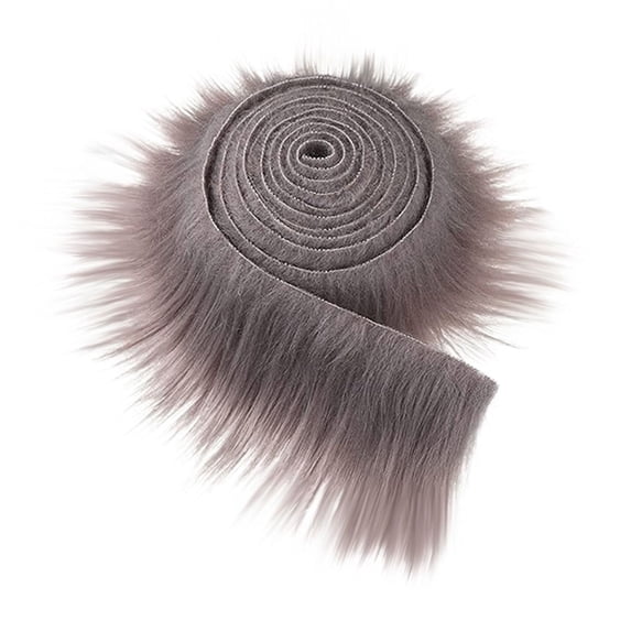Elapind Faux Fur Ribbon Roll Fur Fabric Precut Strips Artificial Shaggy Synthetic Plush Patch Trim Fluffy Fuzzy Scrap Sewing Fur Cuts for Winter Diy Crafts,Grey