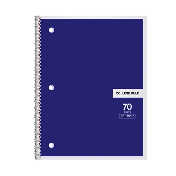 Elapind Spiral Notebook, 1 Subject, College Ruled, 70 Sheets, 8 X 10-1/2", 3 Hole Punched, Bulk College Ruled Notebooks for Home, Single Subject Spiral Notebook Bulk, Blue2