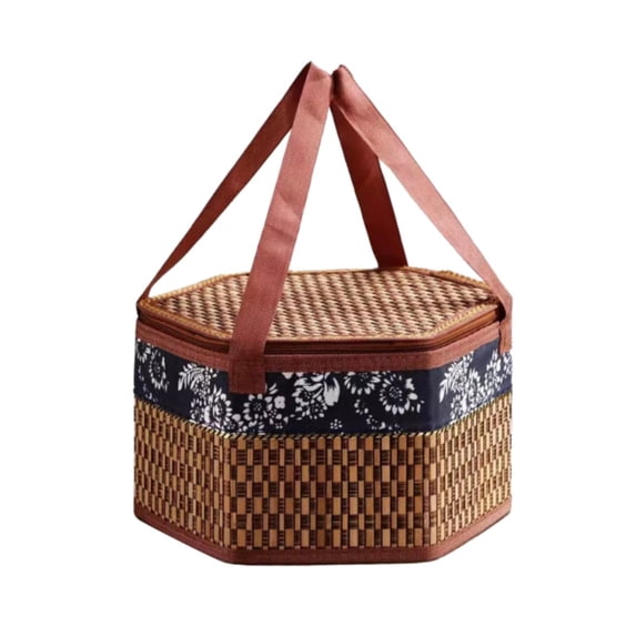 Elapind Wicker Picnic Basket with Handle, Large Empty Gift Basket to Fill, Open Top Market Harvest Baskets for Garden, Fruit, Candy, Wine, Egg Gathering, Wedding, Vegetables,Khaki