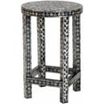 thumbnail image 1 of Elara Coastal Black and White Mother of Pearl Capiz Shell End Table$$Furniture, 1 of 9