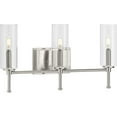 thumbnail image 1 of Elara Collection Three-Light Brushed Nickel Clear Glass New Traditional Bath Vanity Light, 1 of 8