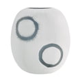 thumbnail image 1 of Elara Contemporary Matte White and Navy Oval Opening Tabletop Vase - Round Small, 1 of 8