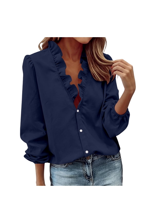 Fashion Asymmetric Ruffle Blouse Elegant Flounce Casual Daily Top