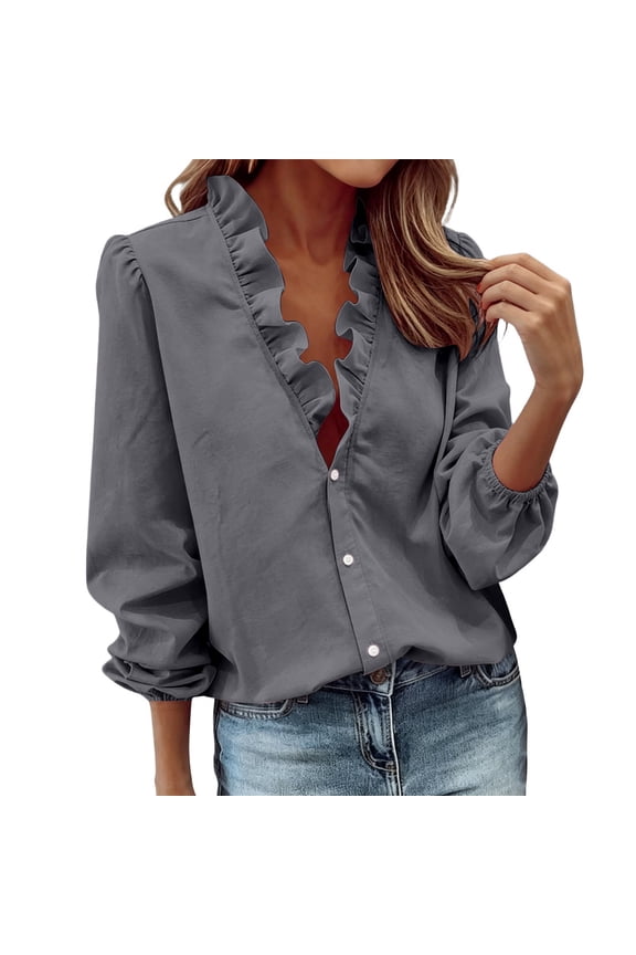 Fashion Asymmetric Ruffle Blouse Elegant Flounce Casual Daily Top
